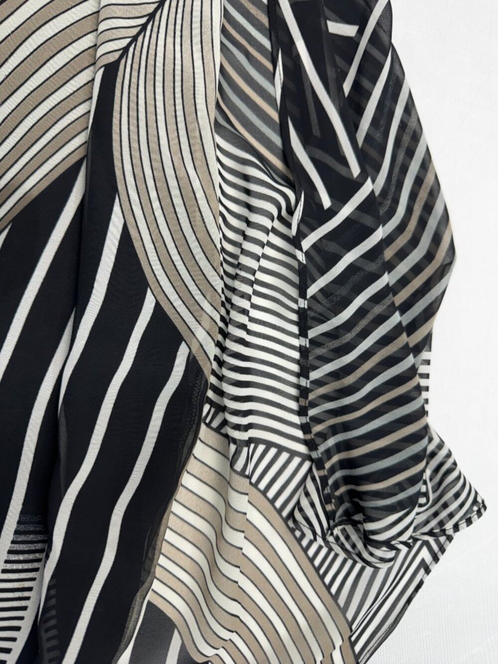 IC by Connie K Striped Asymmetric Sleeveless Dress Black White Sz S - Picture 12 of 13